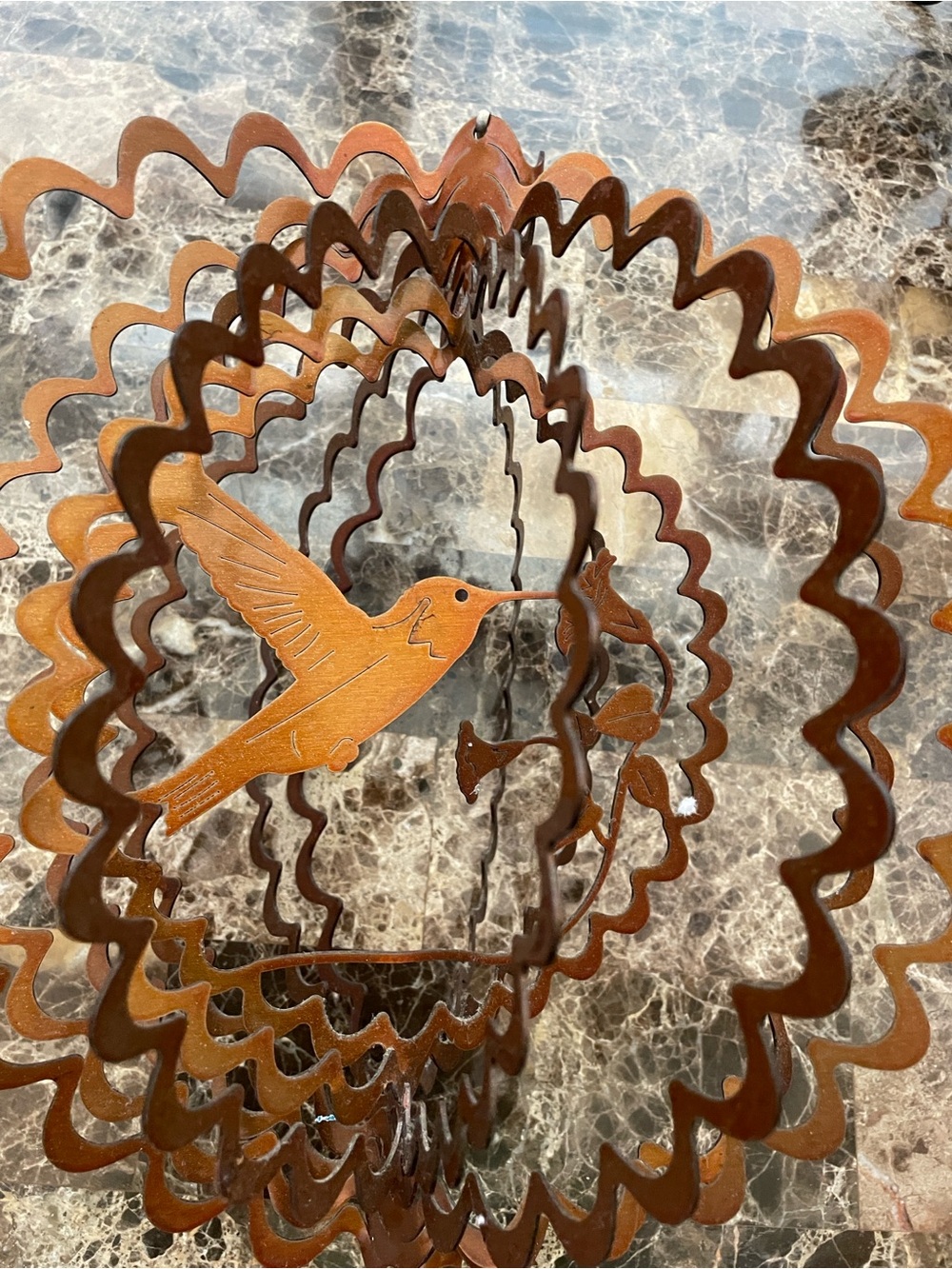 Rust-Brown Metal Bird Wind Spinner - Decorative Home Party Accent - Picture 2 of 4
